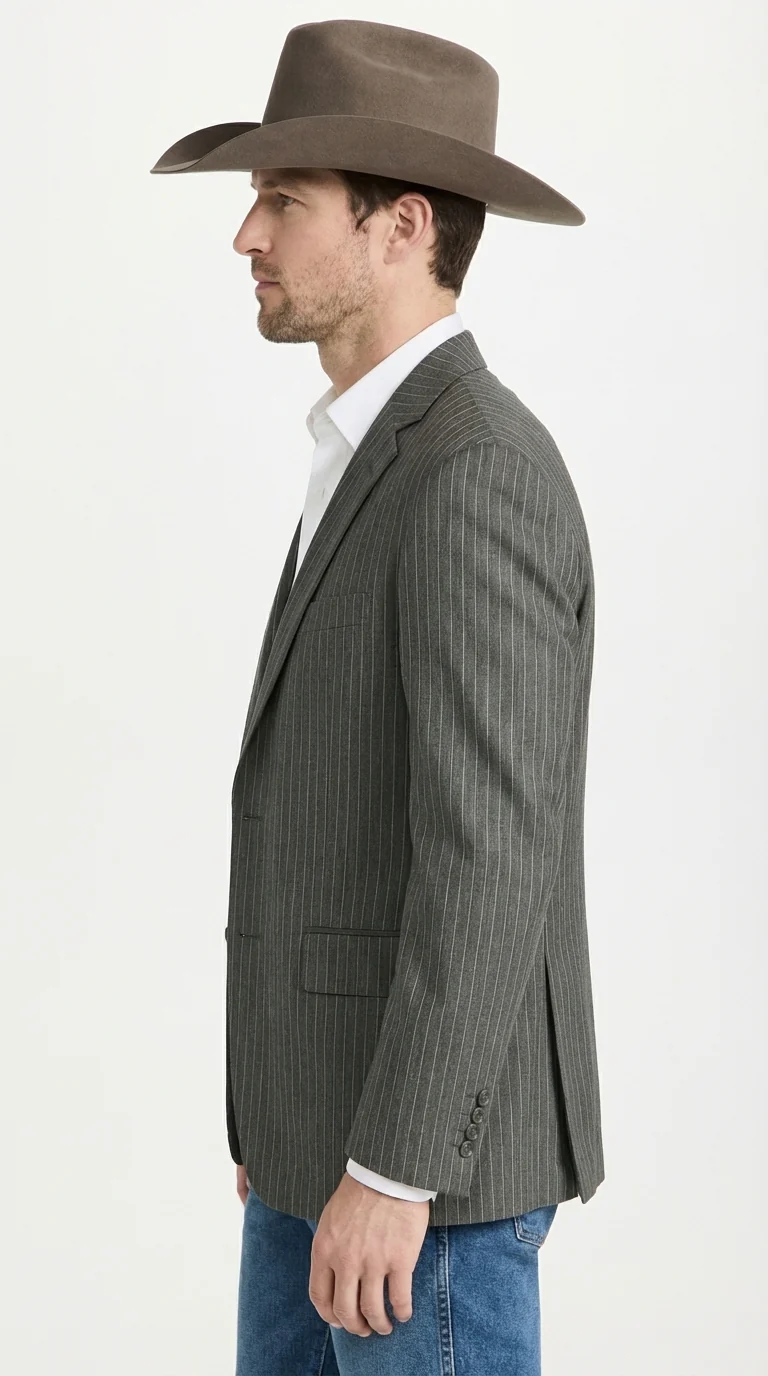 Mens Charcoal Gray Pinstripe Western Blazer β Classic Cowboy Style Jacket for Business, Formal and Smart Casual Wear - Image 12