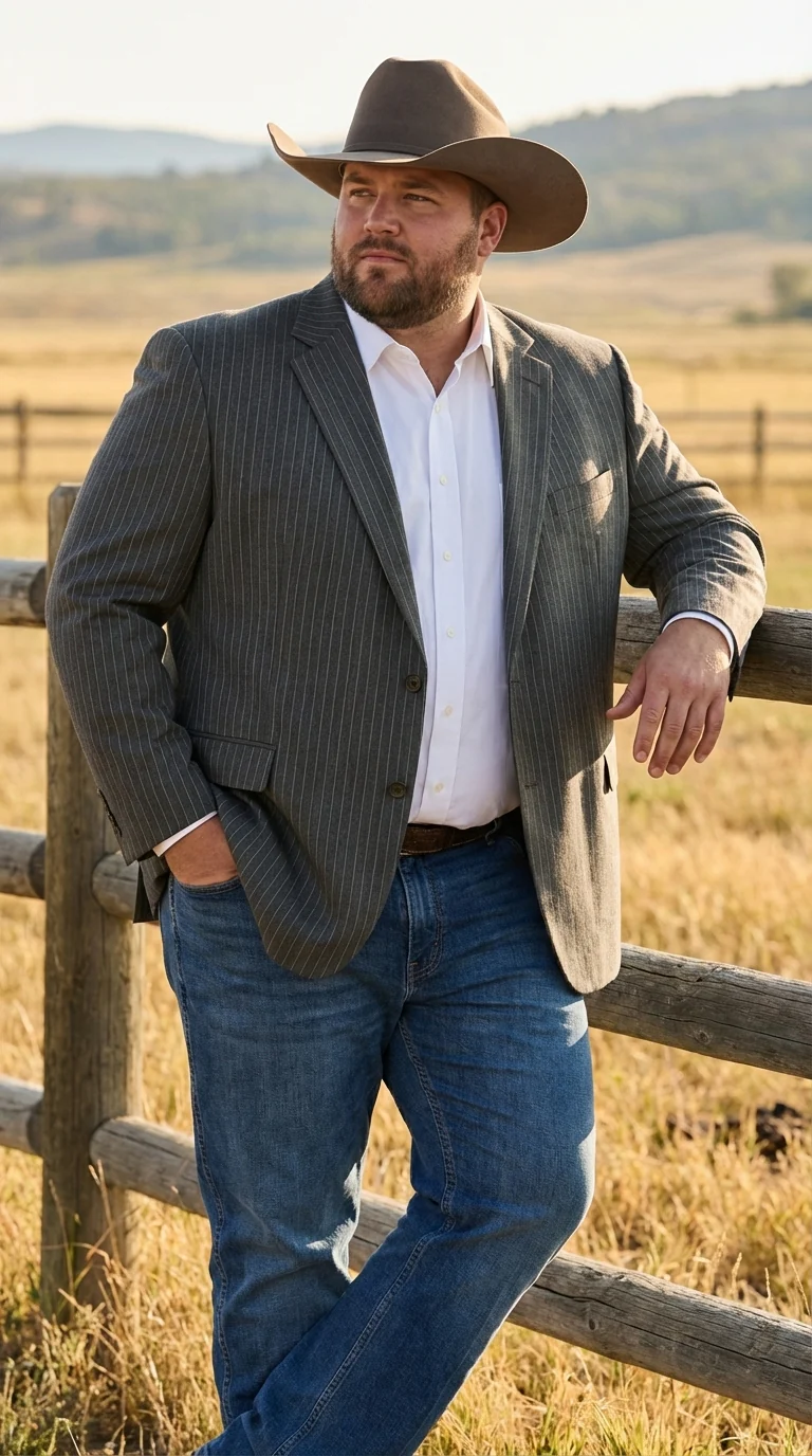 Mens Charcoal Gray Pinstripe Western Blazer β Classic Cowboy Style Jacket for Business, Formal and Smart Casual Wear - Image 13