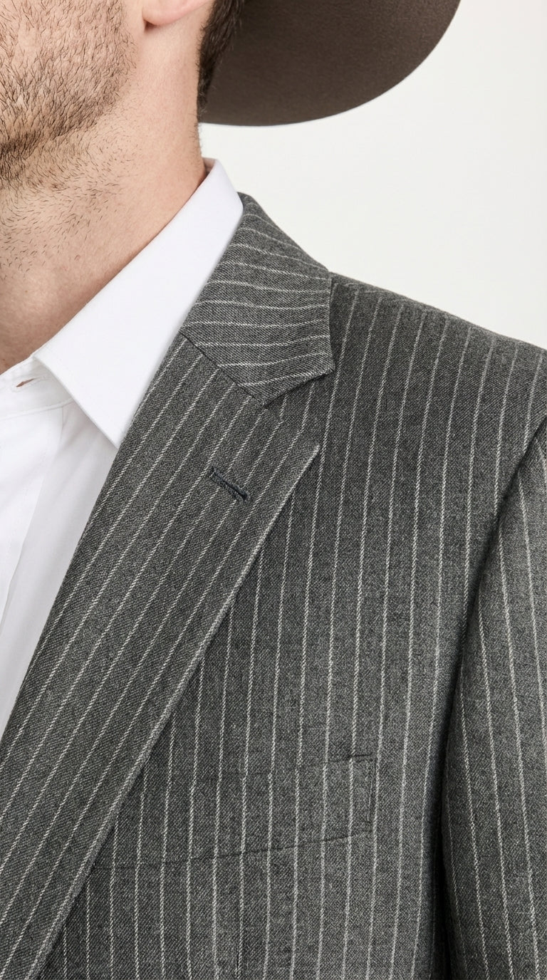 Mens Charcoal Gray Pinstripe Western Blazer β Classic Cowboy Style Jacket for Business, Formal and Smart Casual Wear - Image 4