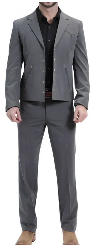 Mens Charcoal Gray Western Blazer β Cowboy Style Casual Jacket Classic Country Western Sport Coat