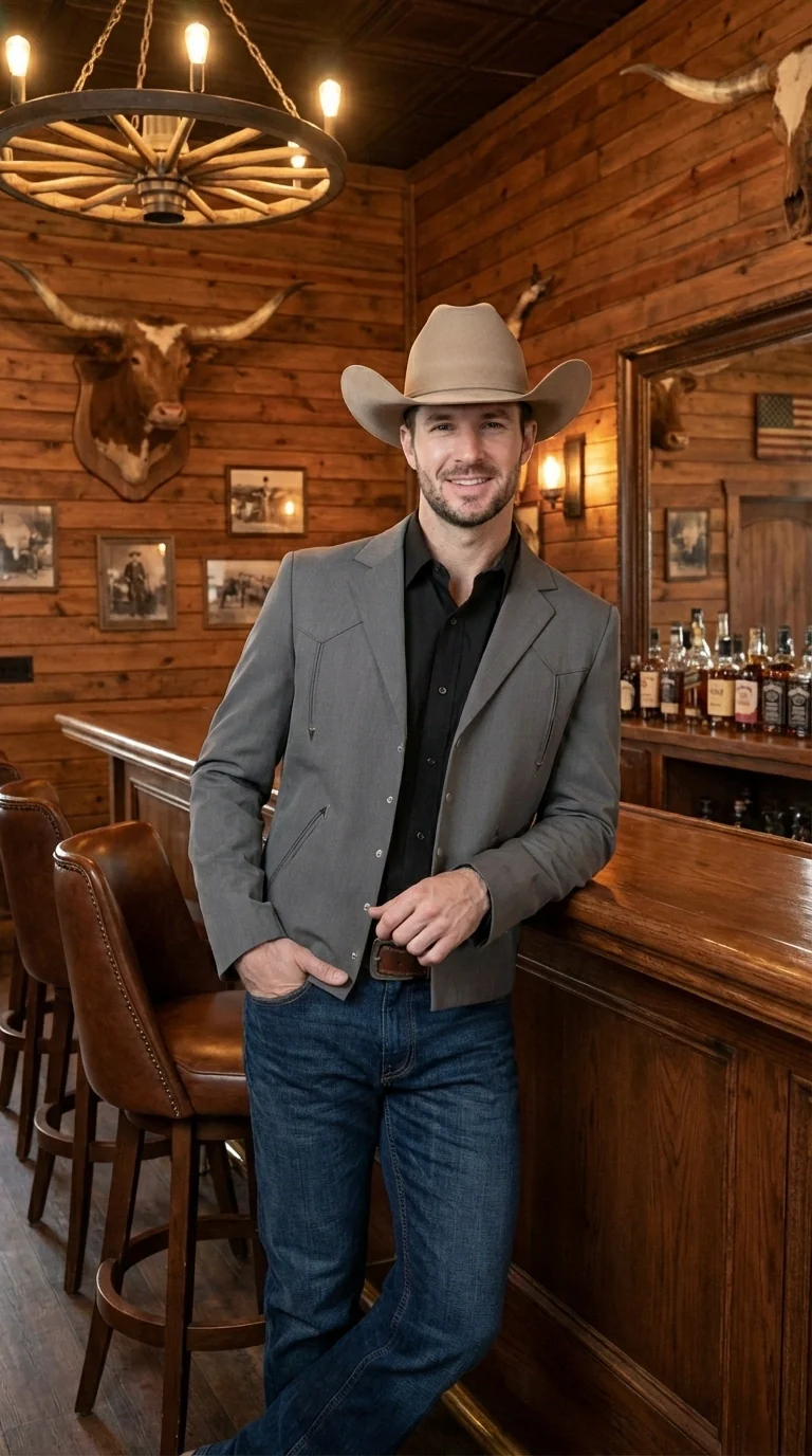 Mens Charcoal Gray Western Blazer β Cowboy Style Casual Jacket Classic Country Western Sport Coat - Image 10