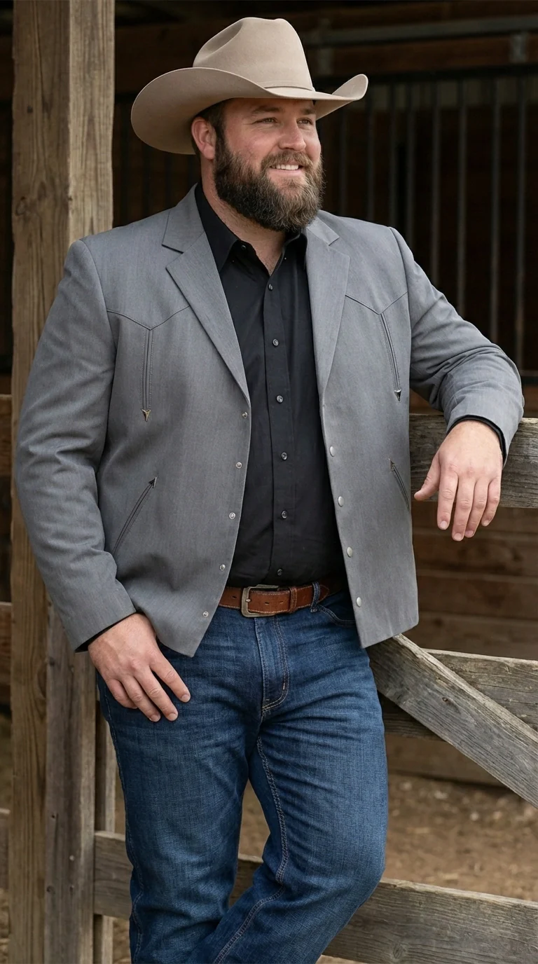 Mens Charcoal Gray Western Blazer β Cowboy Style Casual Jacket Classic Country Western Sport Coat - Image 12