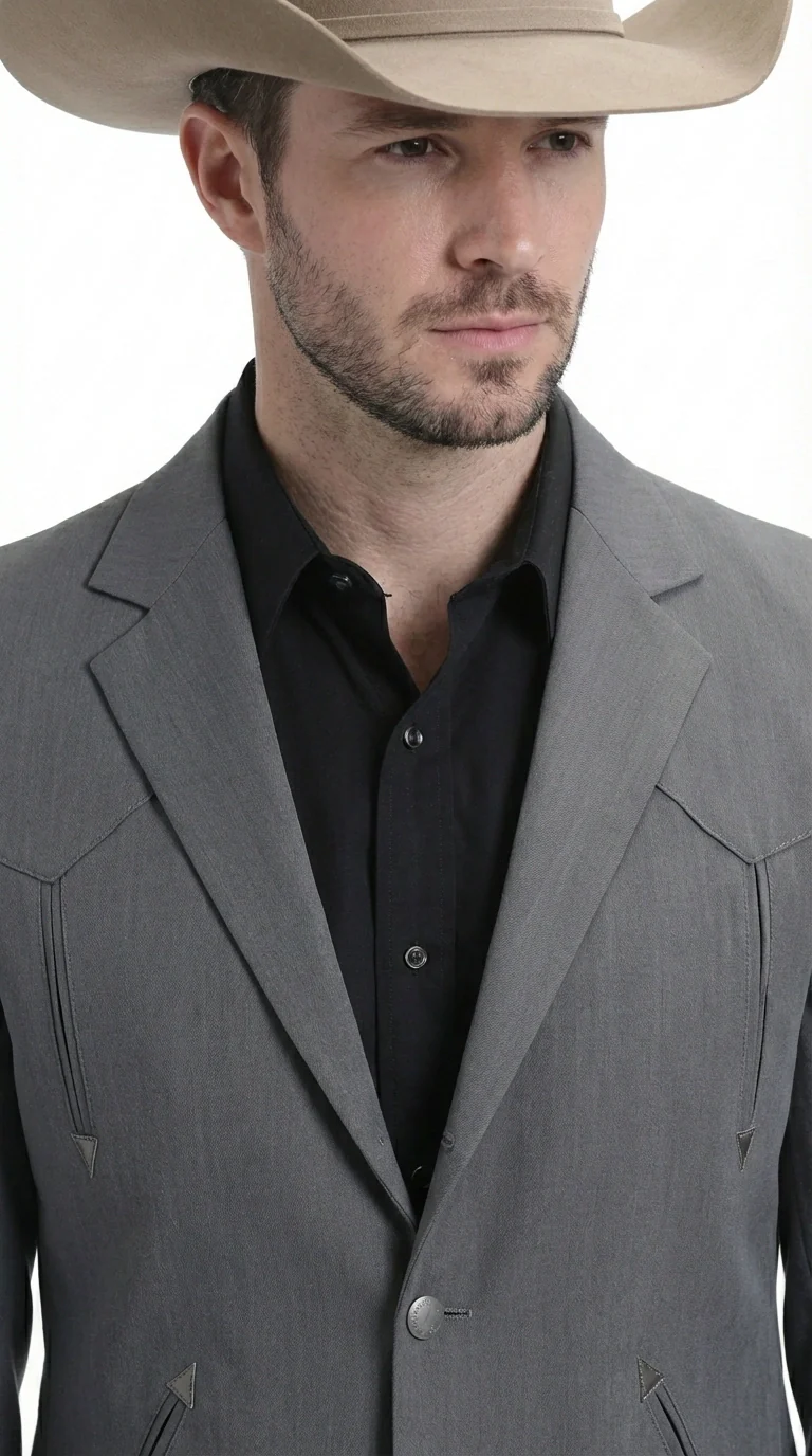 Mens Charcoal Gray Western Blazer β Cowboy Style Casual Jacket Classic Country Western Sport Coat - Image 3