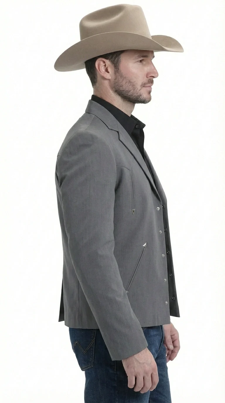 Mens Charcoal Gray Western Blazer β Cowboy Style Casual Jacket Classic Country Western Sport Coat - Image 6