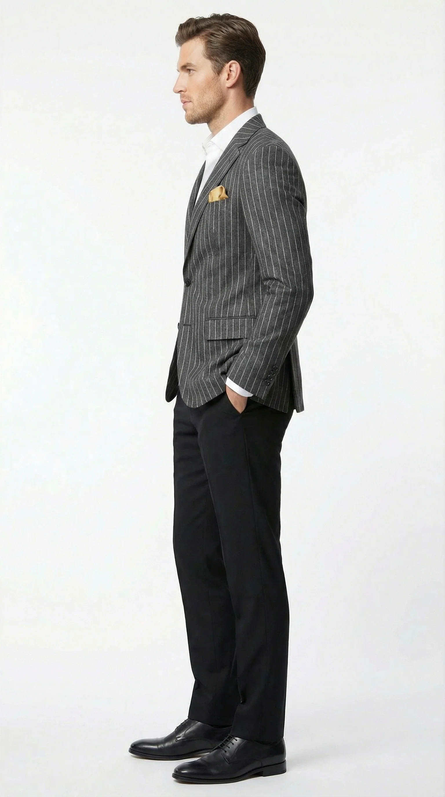 Mens Charcoal Pinstripe Blazer – Classic Tailored Formal Jacket for Business, Office and Evening Wear - Image 3