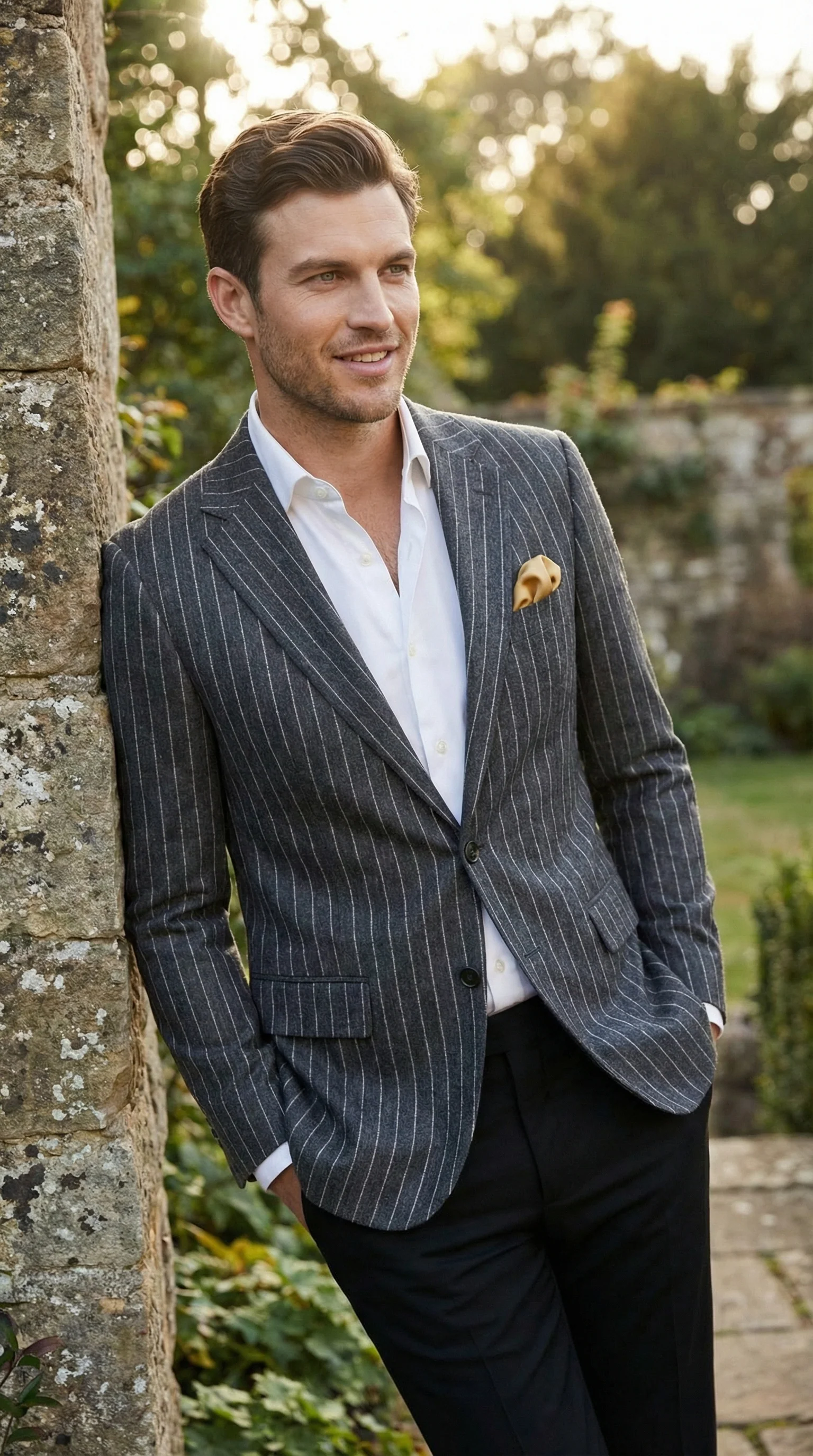 Mens Charcoal Pinstripe Blazer – Classic Tailored Formal Jacket for Business, Office and Evening Wear - Image 5