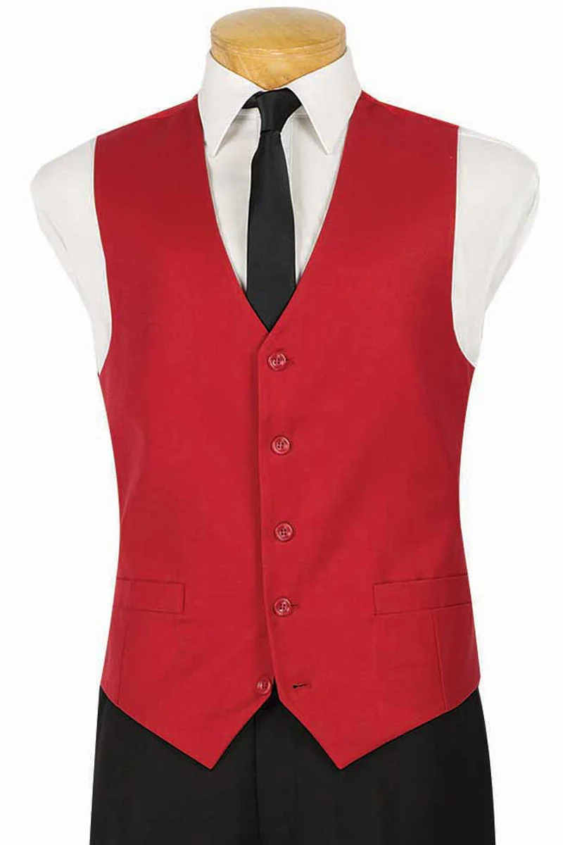 Mens Classic 5 Button Suit Vest in Red