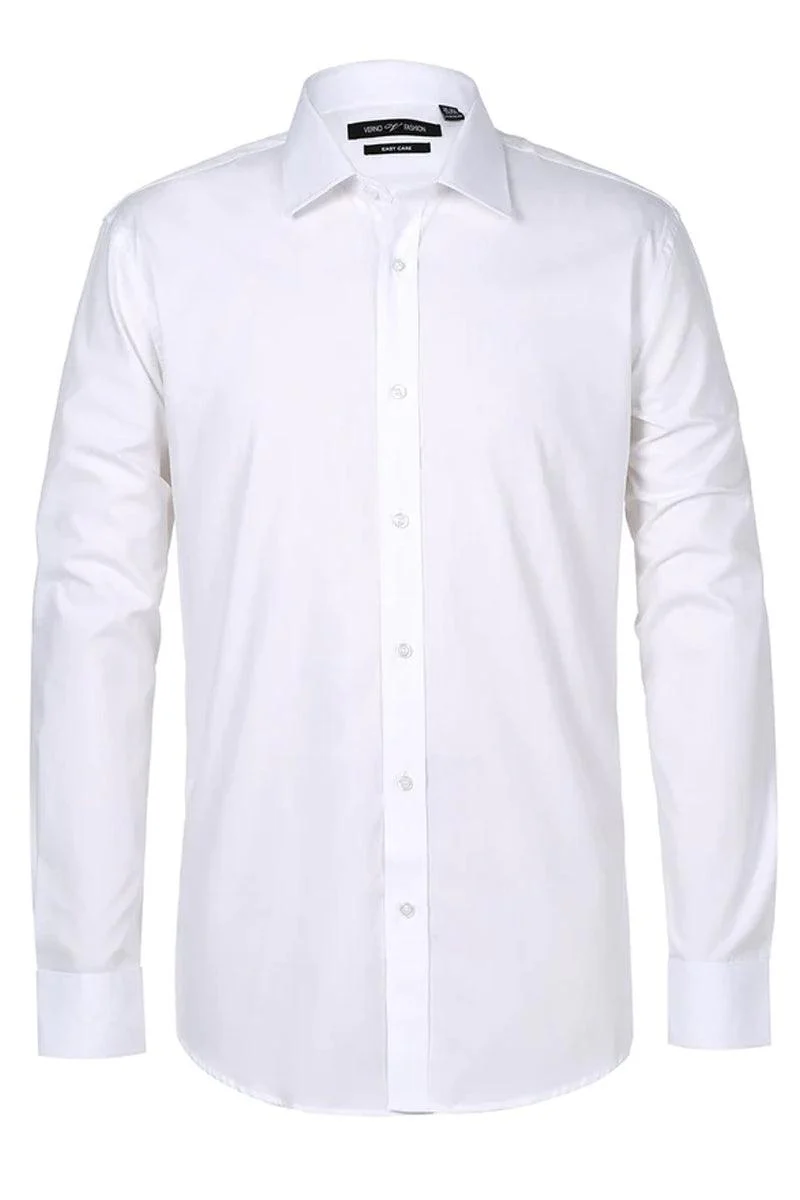 "Verno Men's White 100% Cotton Classic Fit Dress Shirt" - Image 2