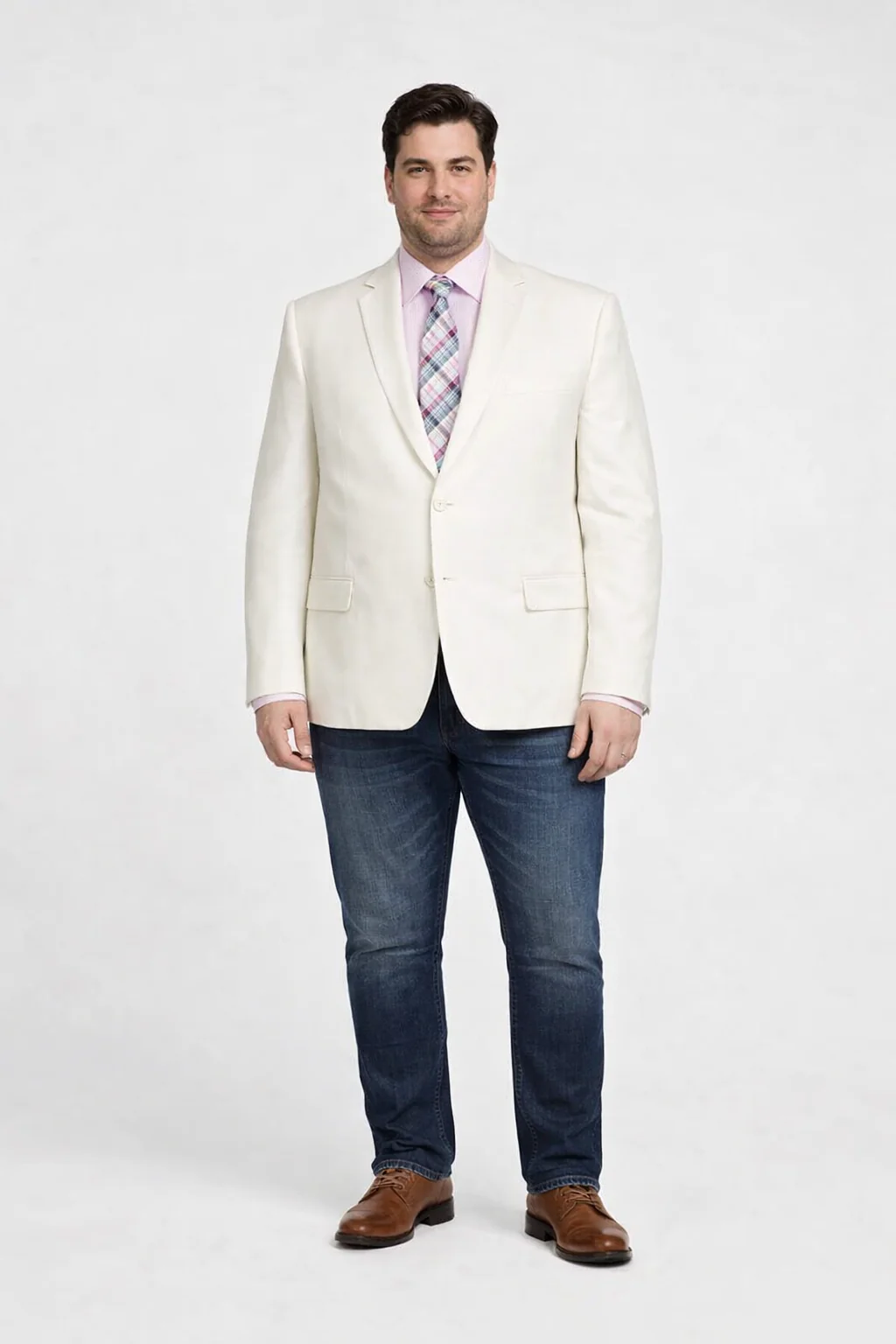 Men's Classic Fit 2 Button White Solid Linen Sport Coat Blazer - Image 6
