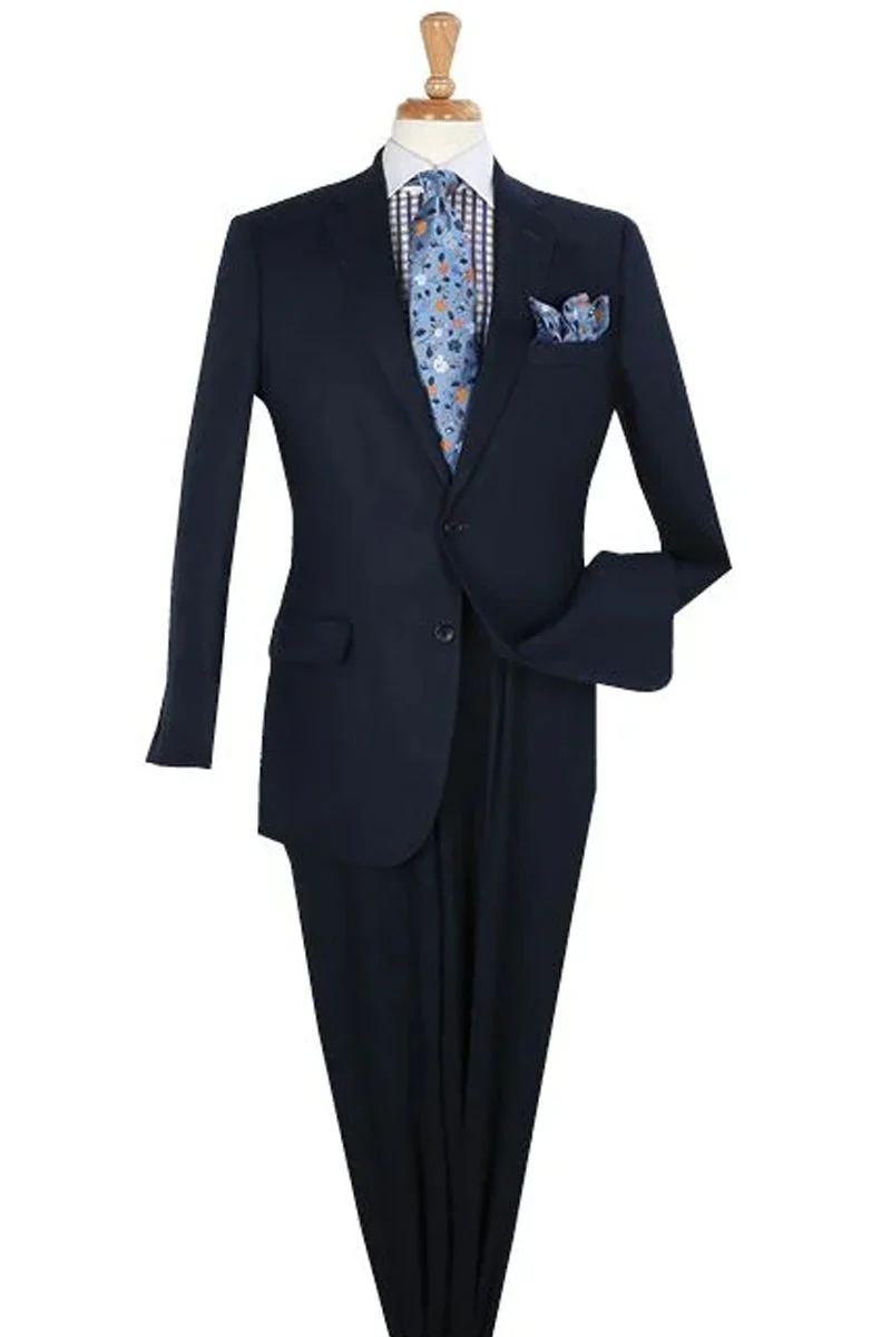 Apollo King "Navy Men's Classic Fit Linen Summer Suit - Two Button Style"