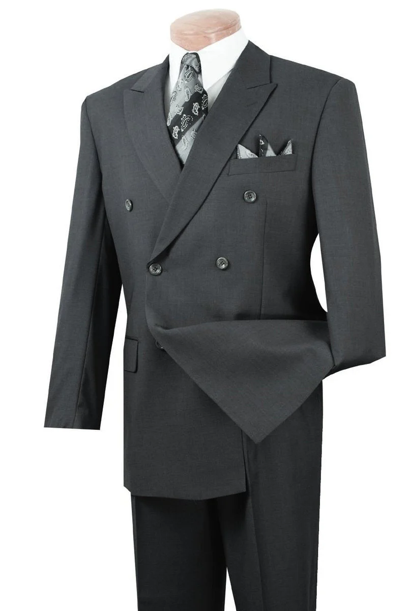 Mens Classic Poplin Double Breasted Suit in Charcoal - Image 10