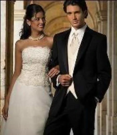Men's Color- Solid True Black  2 Button Notch Tuxedo
