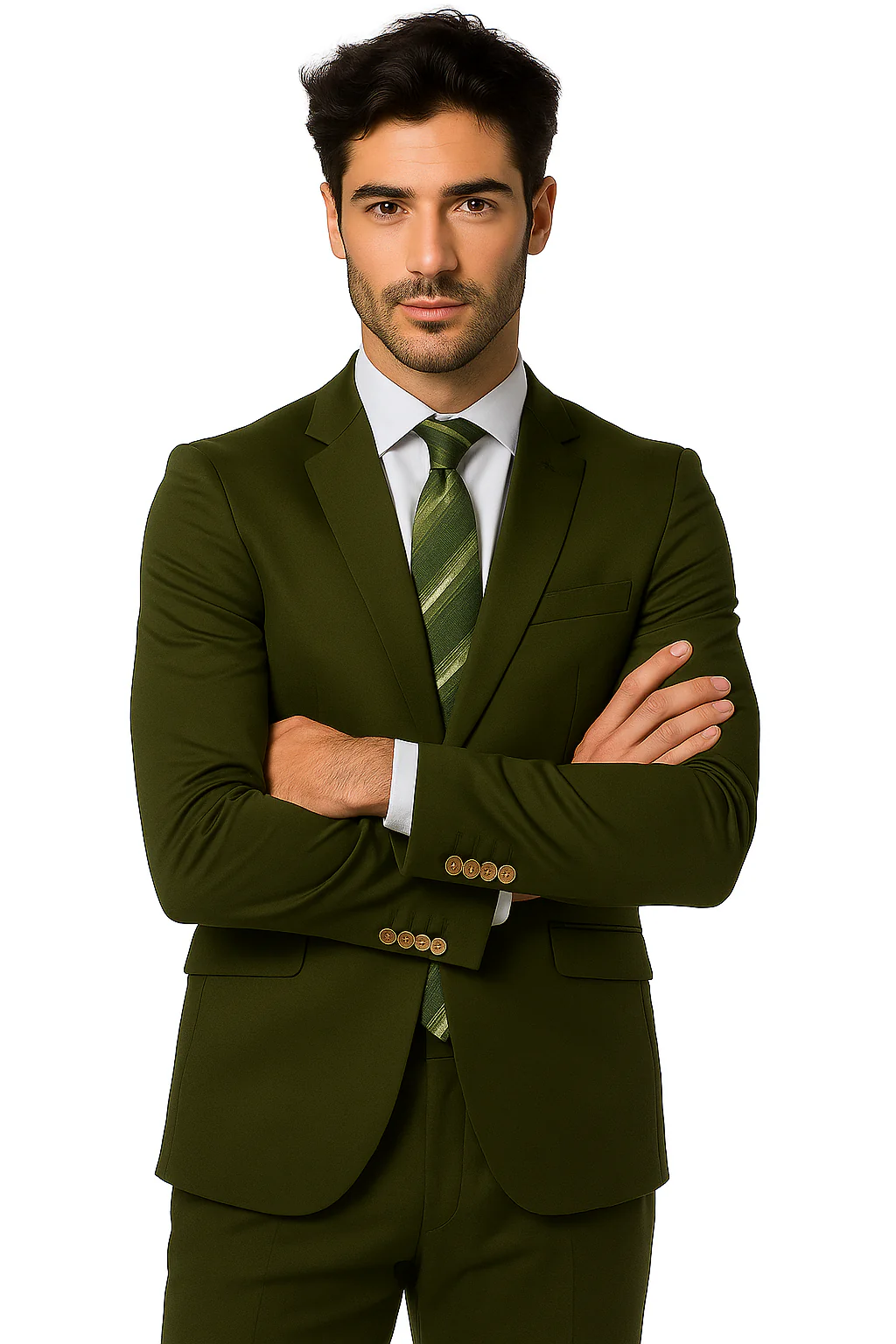 Mens Cotton Fabric Suit - Olive Suit For Summer - Image 3