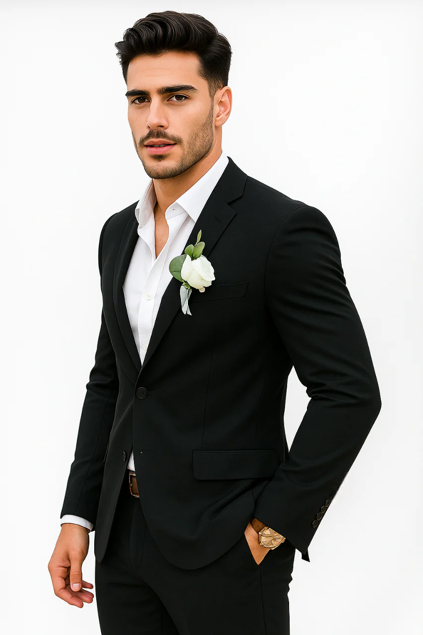 Mens Cotton Suit - Black Summer Suit - Image 5