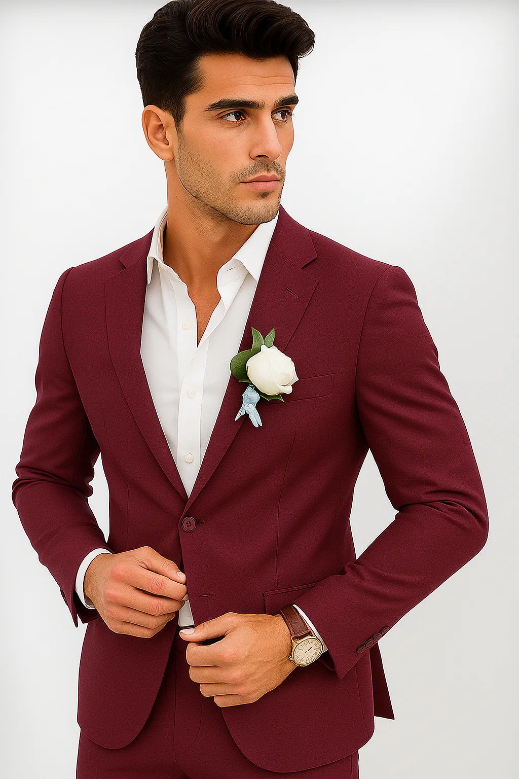 Mens Cotton Suit - Burgundy Summer Suit - Image 2