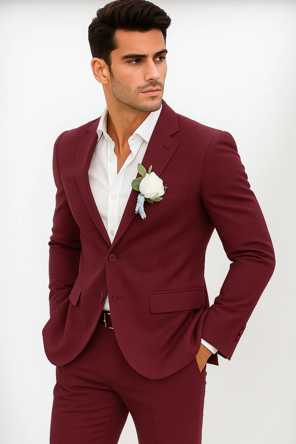 Mens Cotton Suit - Burgundy Summer Suit - Image 6