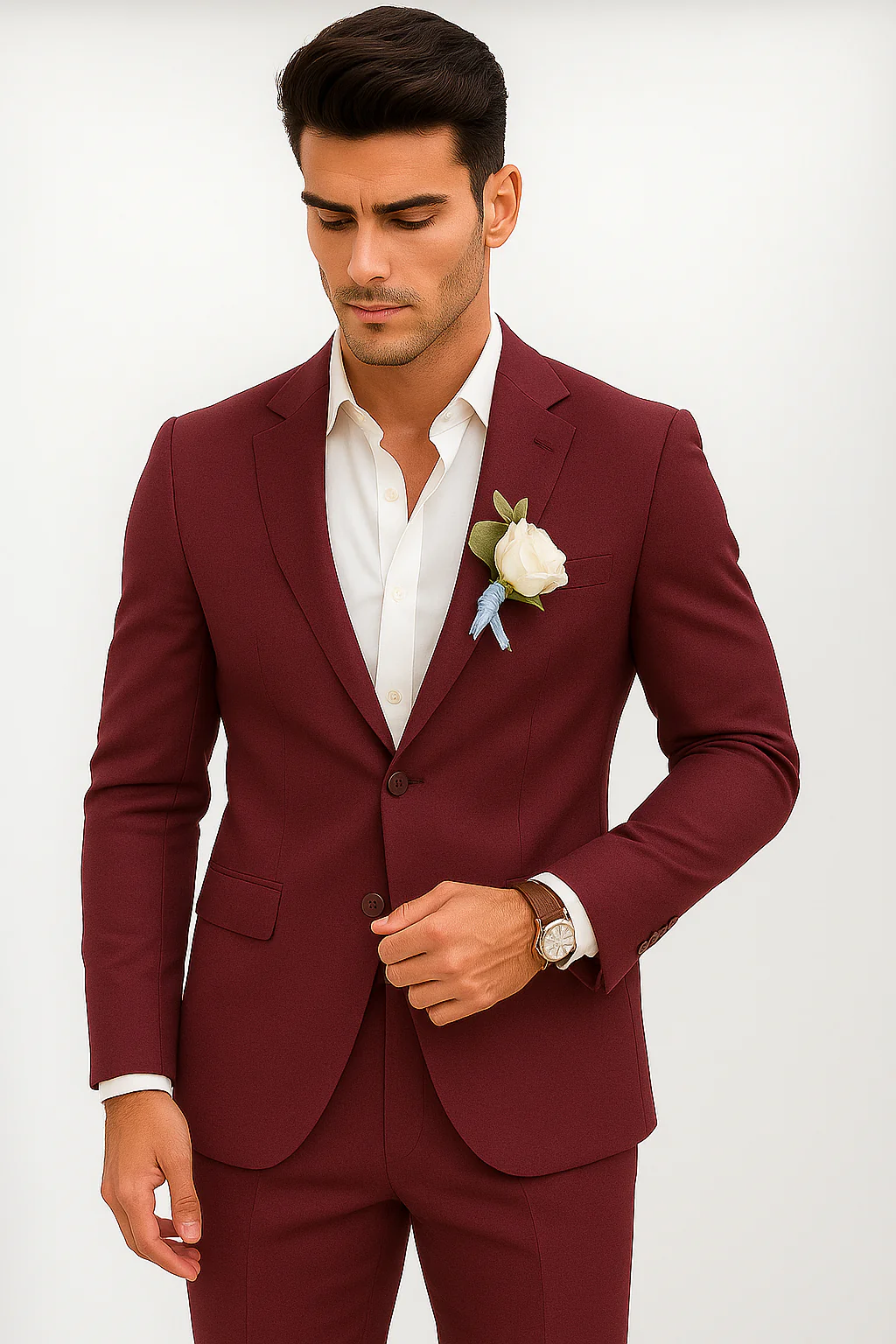 Mens Cotton Suit - Burgundy Summer Suit - Image 8