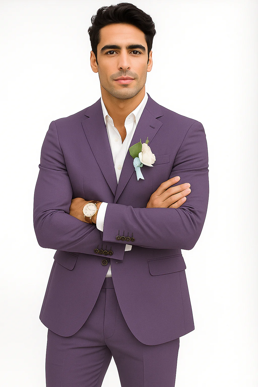 Mens Cotton Suit - Purple Summer Suit - Image 5