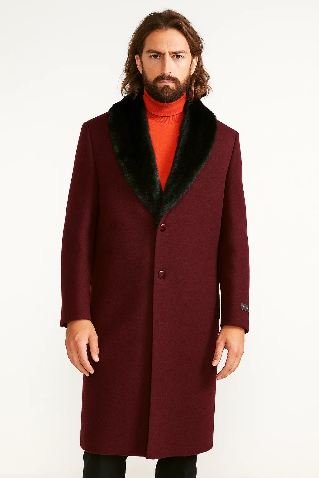 Men's Dark Burgundy ~ Wine ~ Maroon Big And Tall Overcoat
