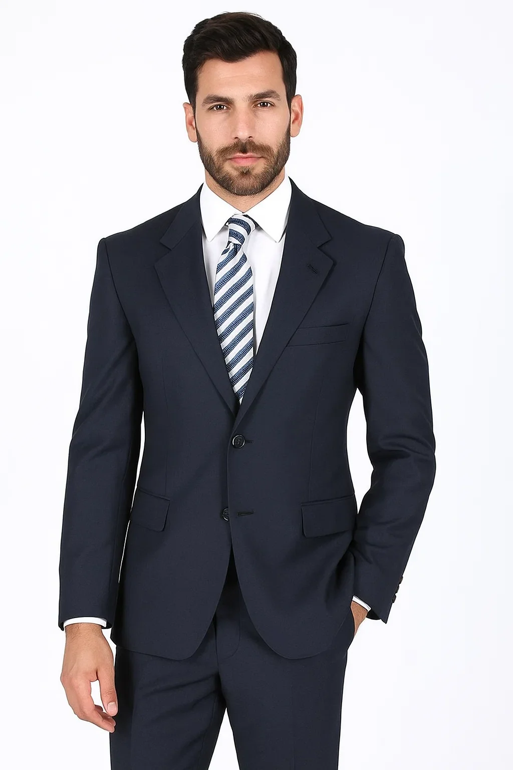 Men's Dark Navy 2 Buttons affordable cheap discounted Cheap Priced Business Suits Clearance Sale online sale - Image 2