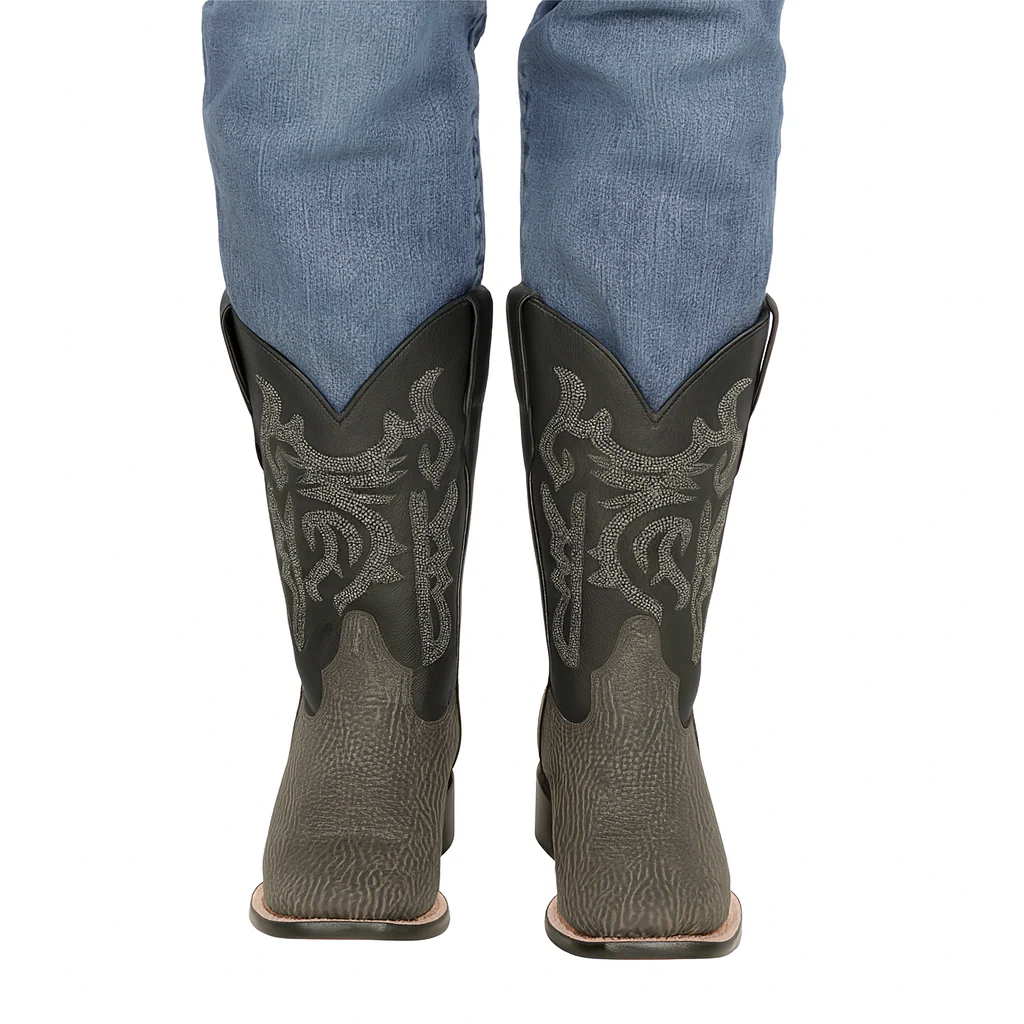 Men's Los Altos Shark Skin Wide Square Toe Boots - Rustic Grey - Image 9