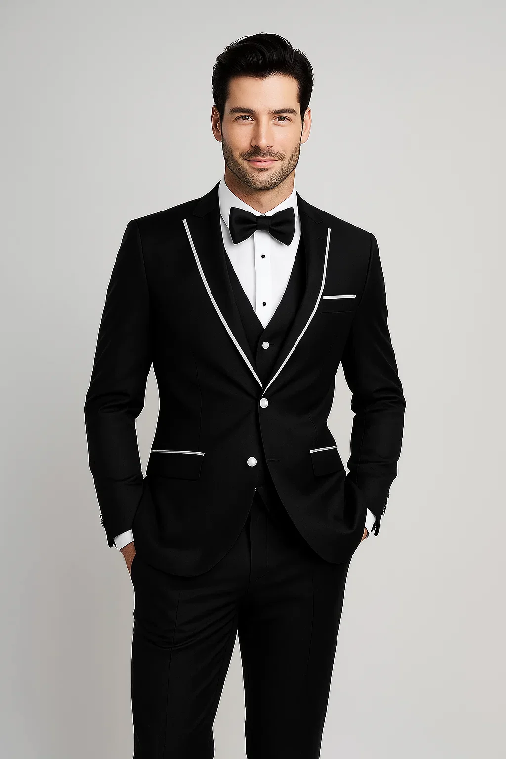 Men'S Designed Black Two Button Tuxedos - Image 3