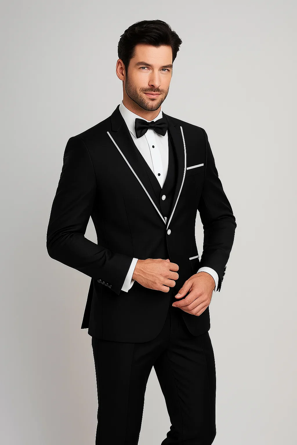 Men'S Designed Black Two Button Tuxedos - Image 4