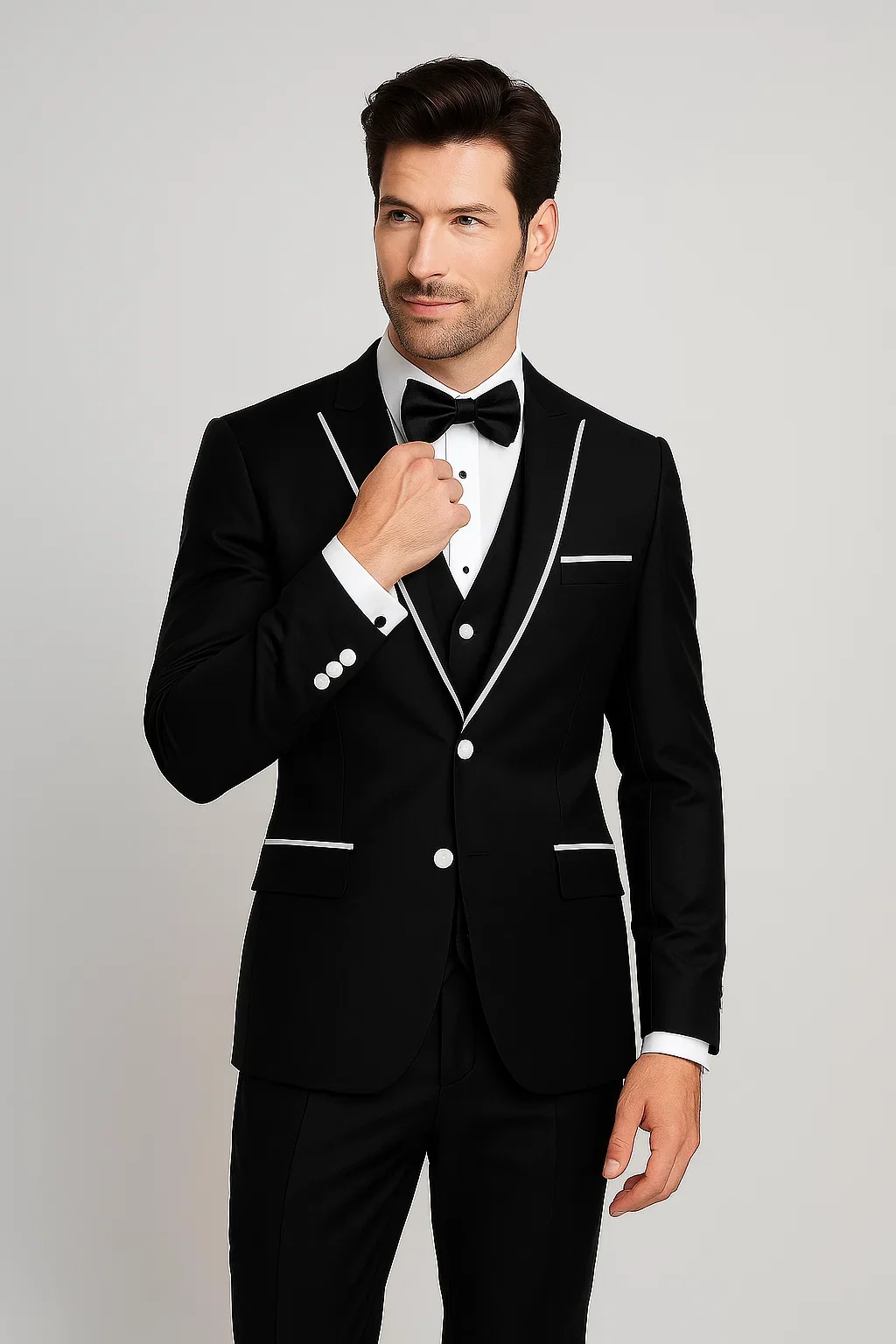 Men'S Designed Black Two Button Tuxedos - Image 5