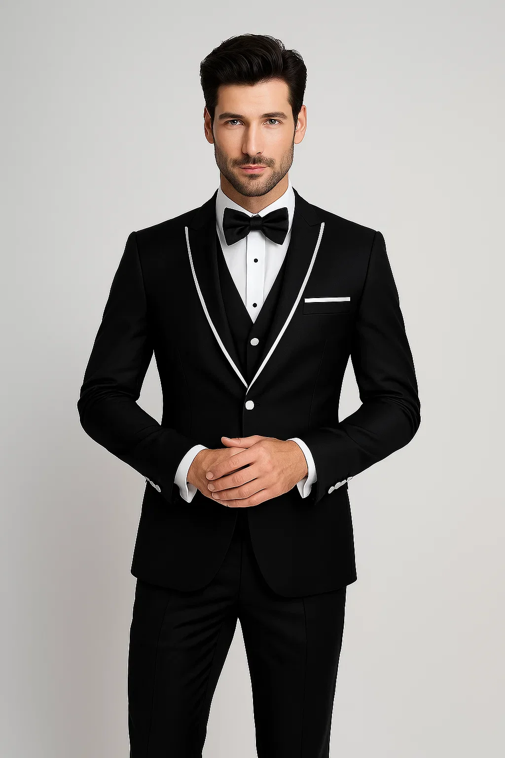 Men'S Designed Black Two Button Tuxedos - Image 6