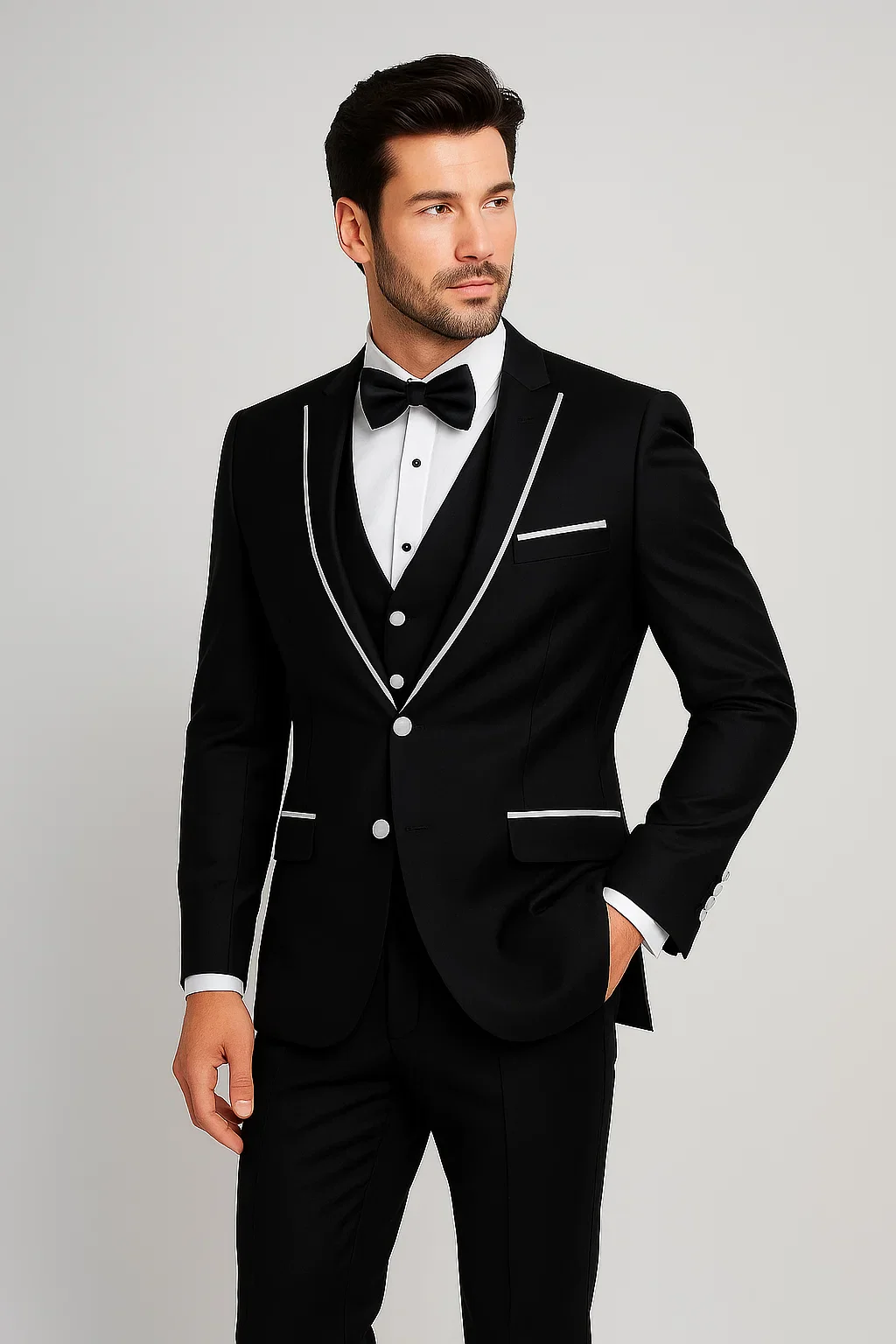 Men'S Designed Black Two Button Tuxedos - Image 7