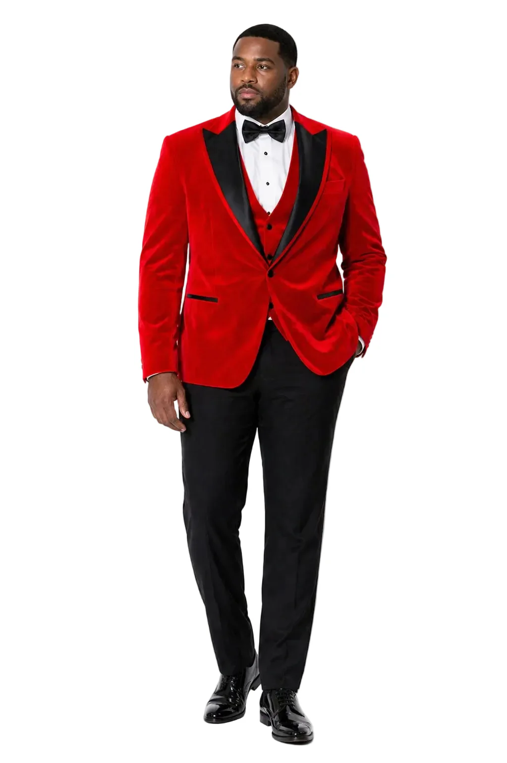 Mens Designer Velvet Tuxedo Jacket in Red - Image 8