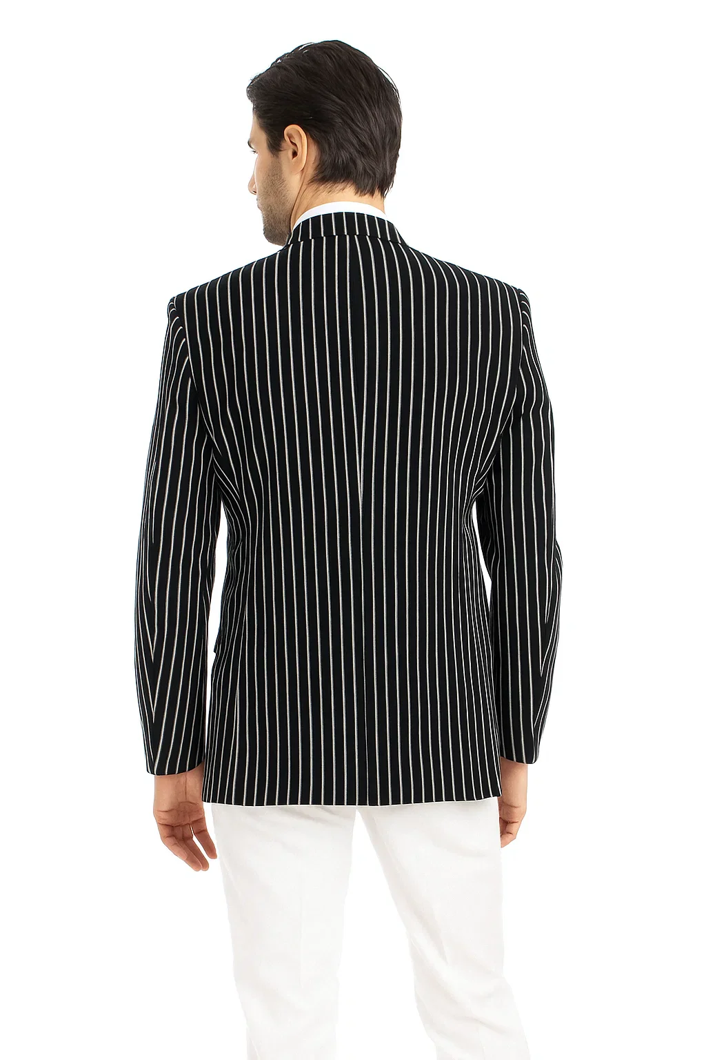Mens Double Breasted Blazer in Color Black - Pinstripe Sportcoat - Image 3