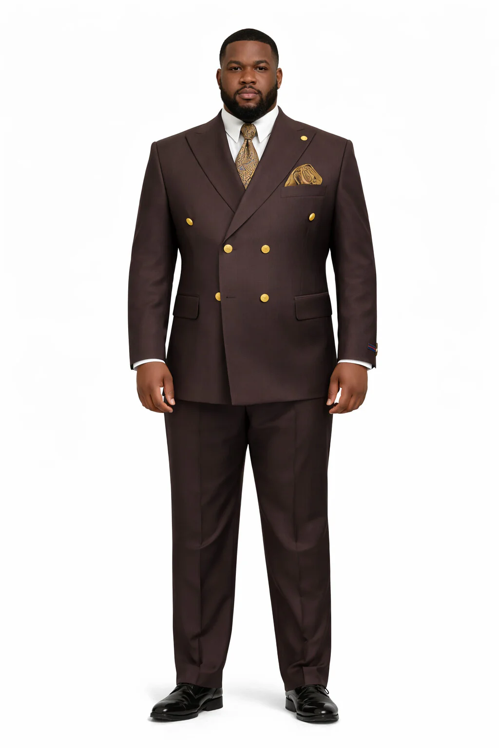 Mens Double Breasted Blazer - Wool Feel Brown Sport Coat With Gold Buttons - Image 6