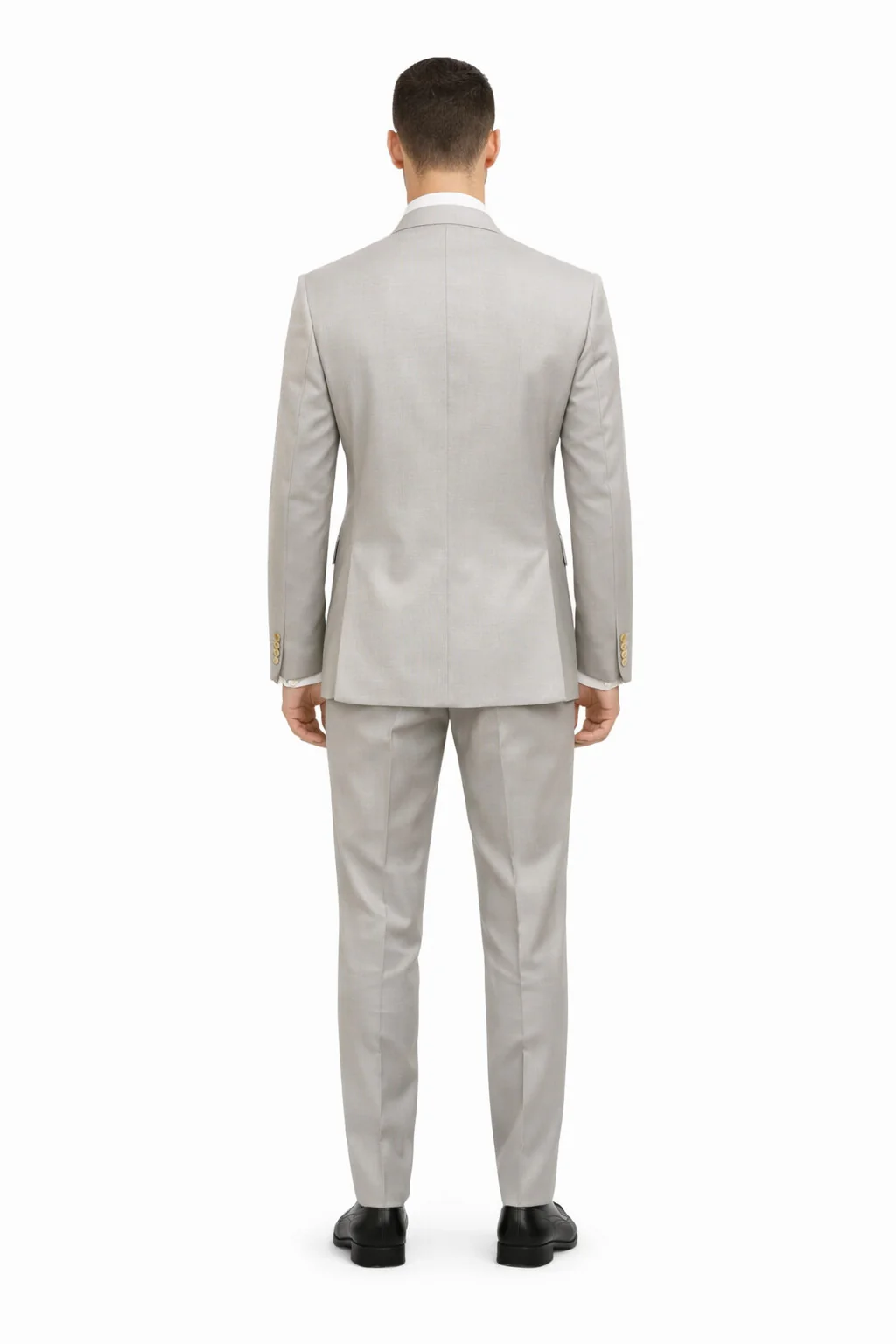 Mens Double Breasted Blazer - Wool Light Grey Sport Coat With Gold Buttons - Image 2
