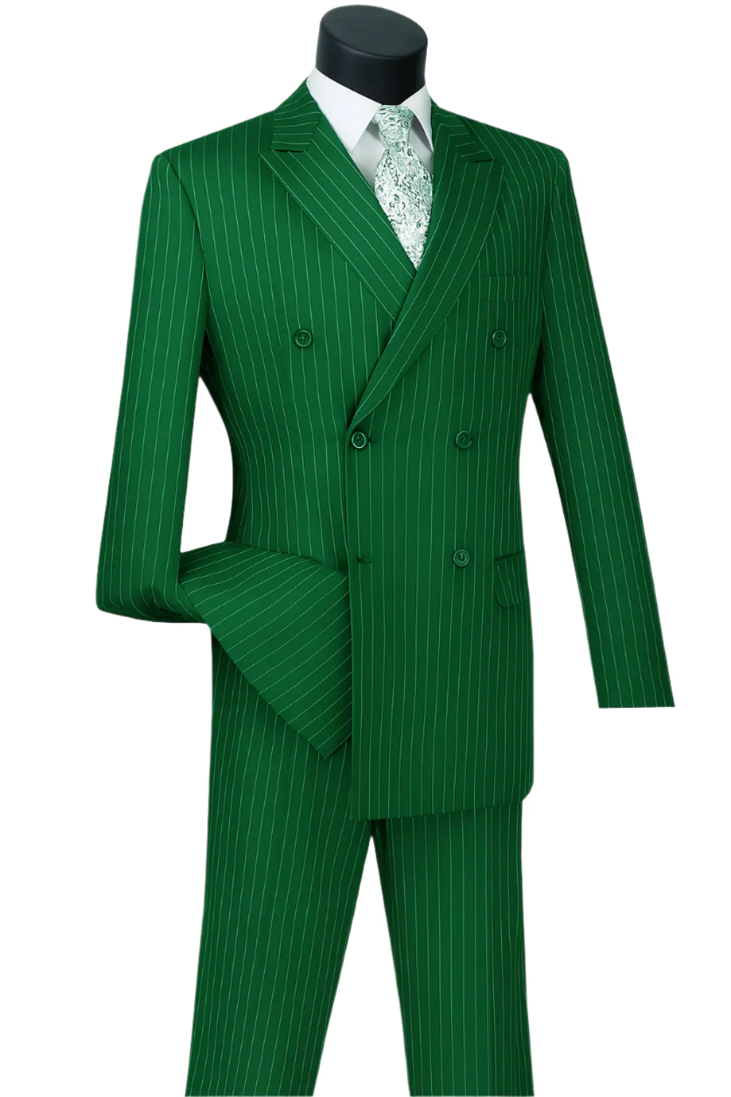 Mens Double Breasted Gangster Pinstripe Suit in Black - Image 7
