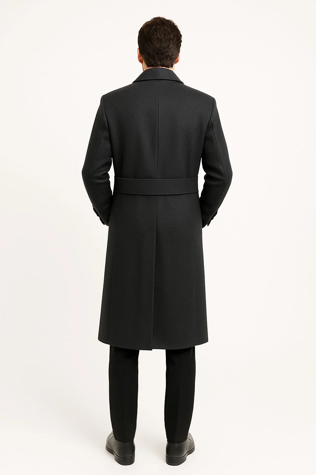 Men's Dress Coat Dress Coat Top Coat Buttons Closure Double Breasted Overcoat Charcoal Grey Full Length Maxi Coat - Image 2