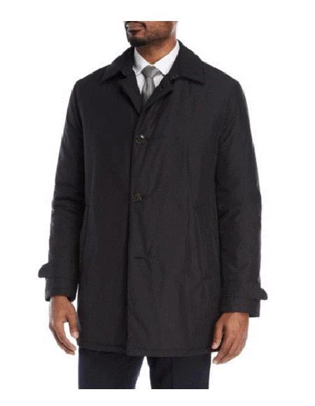 Men's Dress Coat Lerner ~ Edgar Trench Coat ~ Rain Coat 36 inch length Black