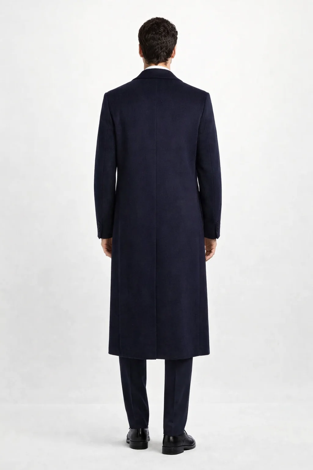 Men'S Dress Coat Long Wool Winter Dress Knee Length Coat 45 Inch Navy Blue Men'S Overcoat Classic Model Features Button Front Wool 3 Button Style - Image 2