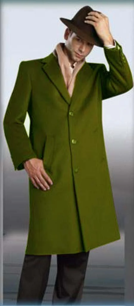 Men's Dress Coat Olive Green Overcoat 3 Button Style Wool  Winter Men's Topcoat Sale - Image 9