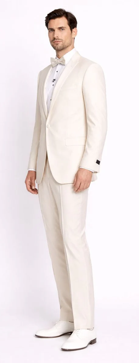 Men'S Dress Formal Ivory ~ Cream ~ Off White Dinner Jacket ~ Fashion Tuxedo For Men ~ Blazer ~ Sport 1 Button Peak Lapel - Image 3