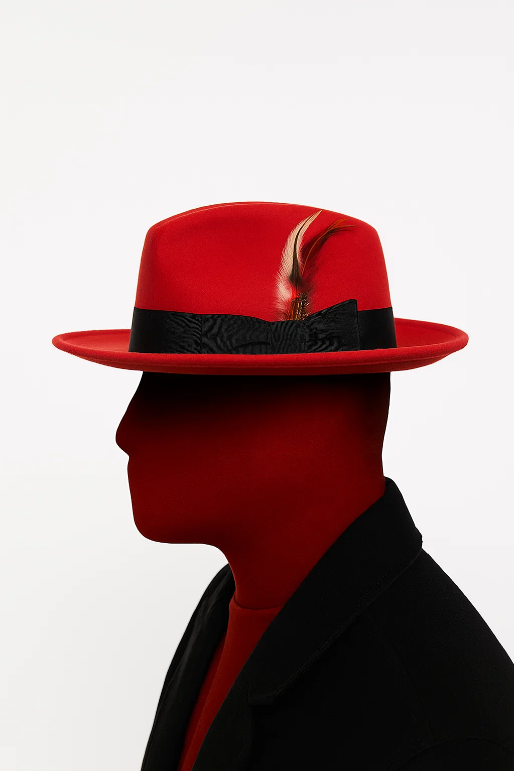 Mens Dress Hat Mens Red/Black Fedora Hat - Image 3