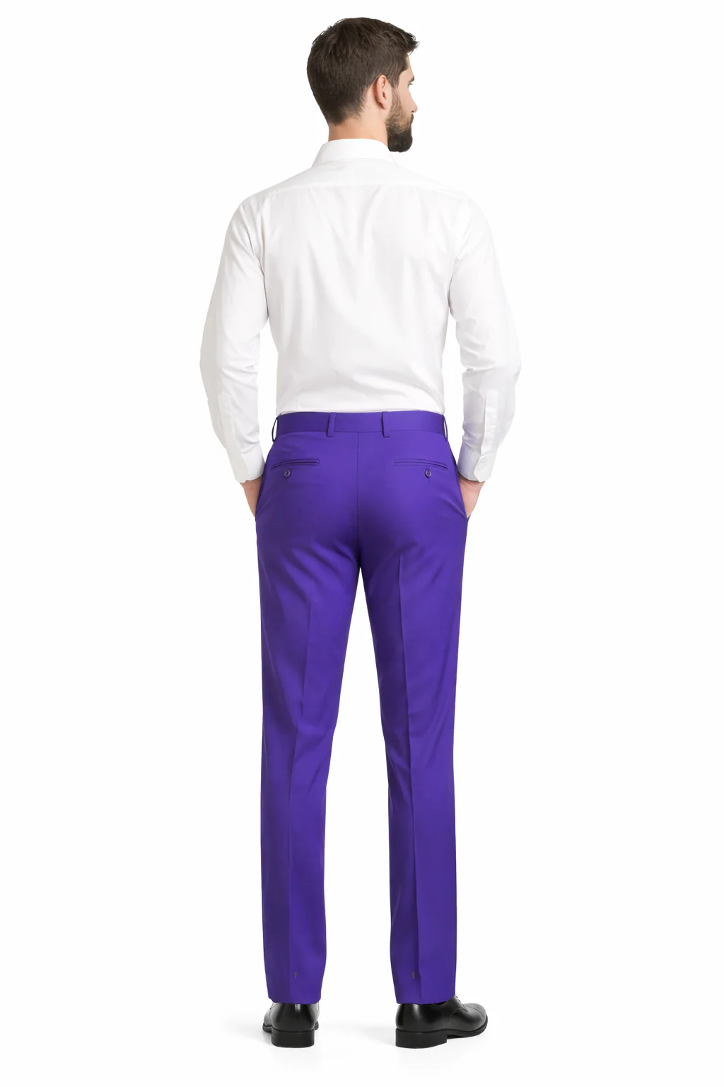 Men'S Dress Pants Trousers Flat Front Slacks PUrple Online Sale - Image 2
