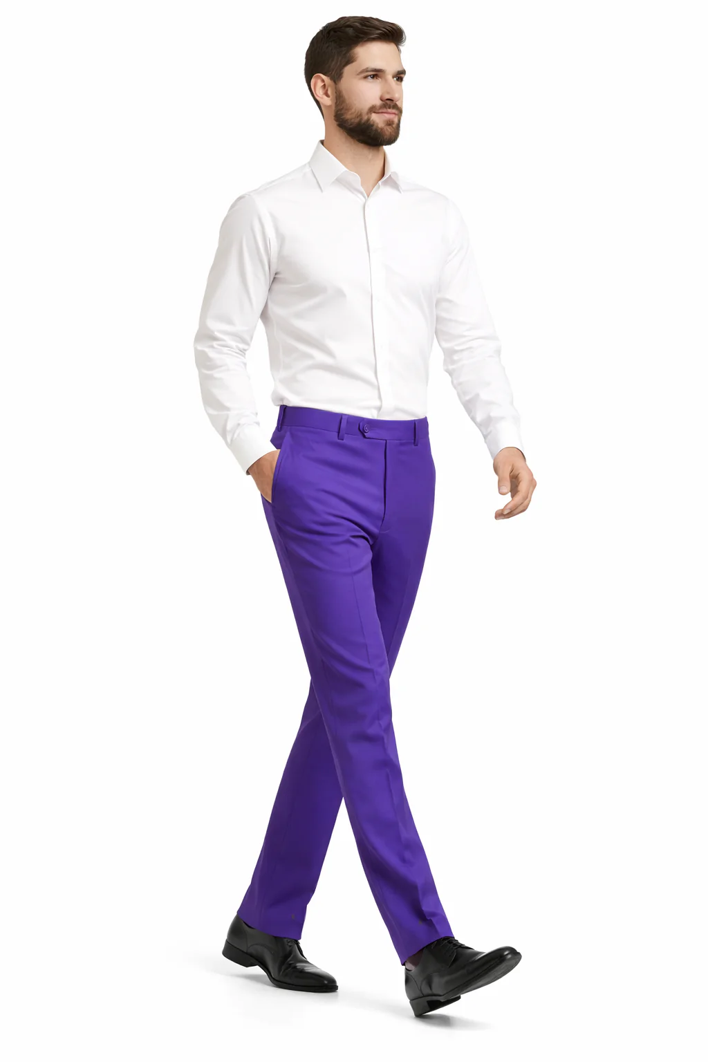Men'S Dress Pants Trousers Flat Front Slacks PUrple Online Sale - Image 6