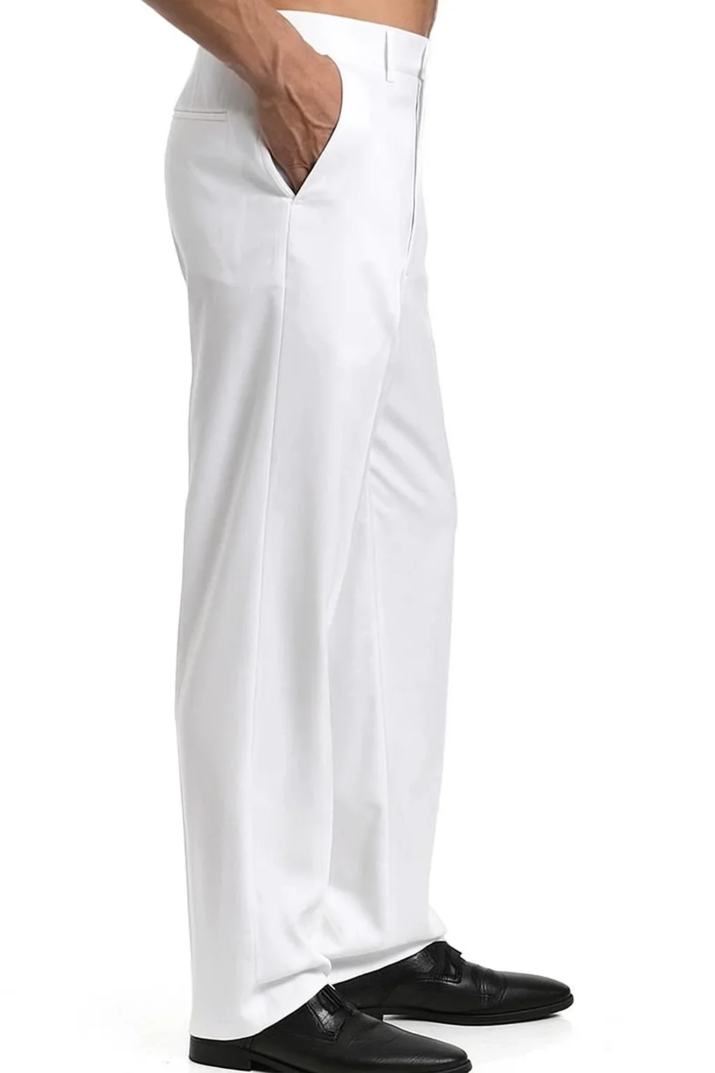 Men's Dress Pants Trousers Flat Front Slacks White - Image 3