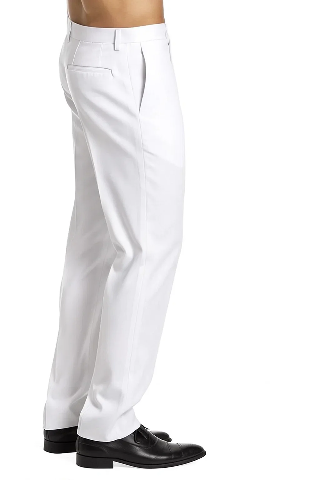 Men's Dress Pants Trousers Flat Front Slacks White - Image 4