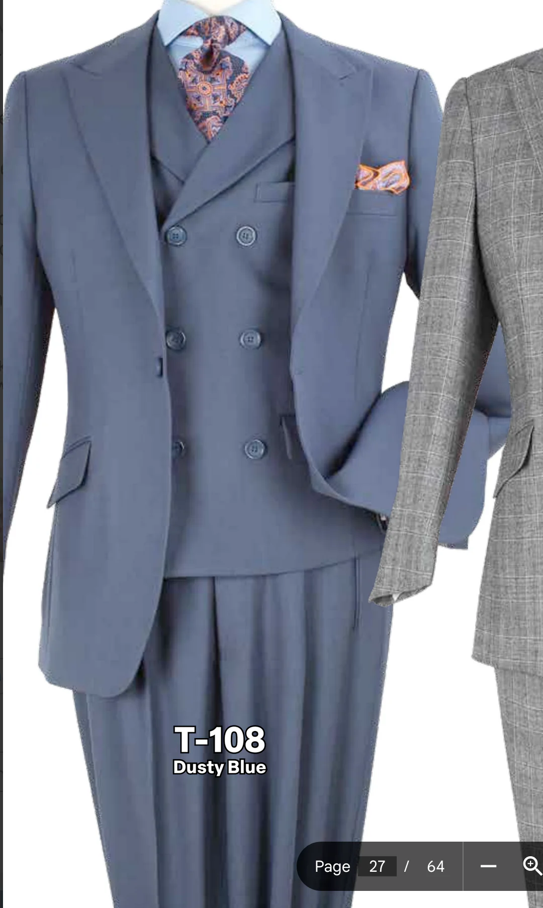 Mens Dusty Blue 3 Piece Suit 100% Wool Fabric – Classic Fit Wide Leg Pleated Pants Double Breasted Vest Formal Business Church Suit By Apollo King - Image 13