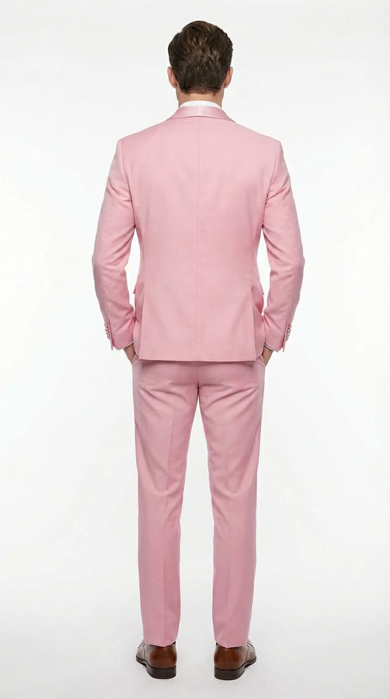 Mens Dusty Rose Pink Summer Tuxedo – Satin Shawl Lapel Formal Wedding Prom Suit - Image 4