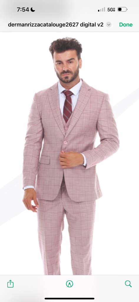 Mens Dusty Rose Three Piece Plaid Suit – Pink Check Wedding and Business Formal Suit Set Windowpane Pattern - Image 11