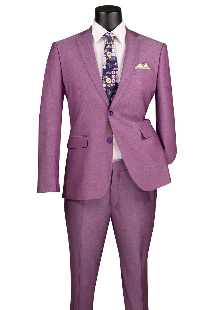 Mens Easter Suit - Jacket and Pants in Summer Color Light Purple Textured Modern Fit Light Weight - Image 2