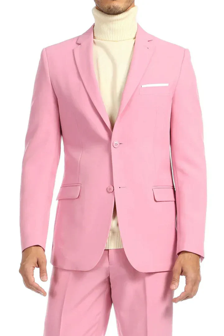 Mens Easter Suit - Jacket and Pants in Summer Color pink Modern Fit Light Weight - Image 2